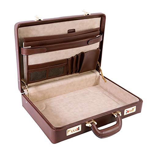 McKlein, V Series, Reagan, Top Grain Cowhide Leather, Leather 3.5" Attaché Briefcase, Brown (80444)