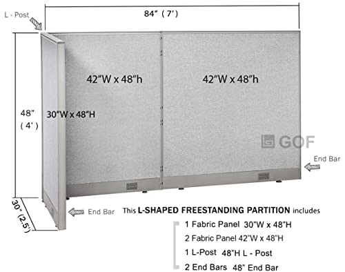 GOF Freestanding L Shaped Office Partition - Large Fabric Room Divider Panel