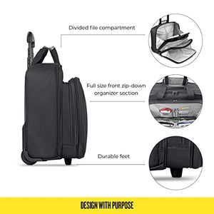 solo Bryant Rolling Bag with Wheels, Fits Up to 17.3-Inch Laptop, Black/Grey, 14" x 16.8" x 5"