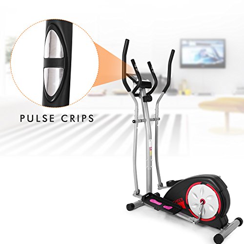 ANCHEER Indoor Exercise Elliptical, Stationary Elliptical with 10 Resistance Level, Large LCD Monitor,40 lbs Heavy Flywheel and 350 lbs Weight Capacity for Home Gym (Yellow)