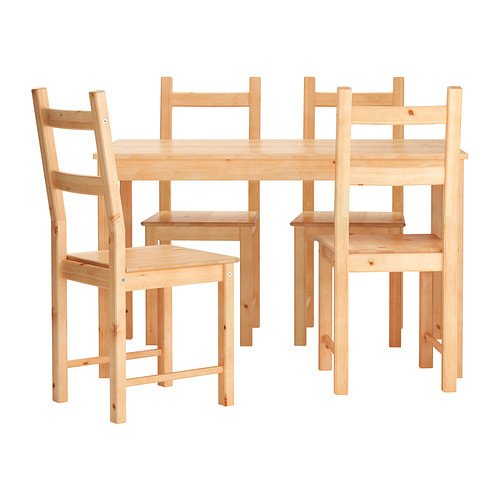 Ikea Table and 4 Chairs Solid Pine Wood (Light Brown)