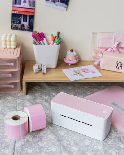 Bluetooth Thermal Label Printer - Wireless Label Printer, High-Speed Shipping Label Printer, Support iPhone, iPad, Android and Windows, Pink Label Printer for Ebay, Amazon, Canva, Etsy, USPS, UPS