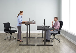 Realspace Magellan Pneumatic Sit-Stand Height-Adjustable Desk, Classic Cherry