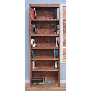 Home Square 2-Piece Set: 84" Tall 6 Shelf Solid Wood Bookcase & 48" Tall 4 Shelf Bookcase in Dry Oak