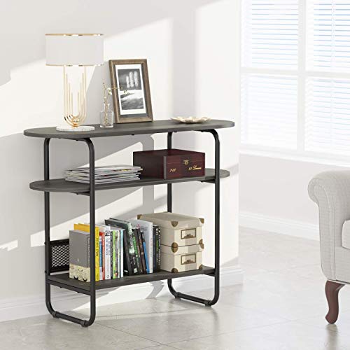 Teraves Reversible L Shaped Desk with Shelves and Industrial Console Table,3-Tier Entryway Table