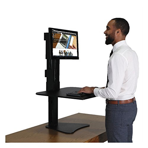 Victor DC300 High Rise Collection Adjustable Sit-Stand Desk Converter, Raises and Lowers to Transform Any Sit Down Desk Into A Stand Up Desk, Platform Rises Up to 15.5", Black