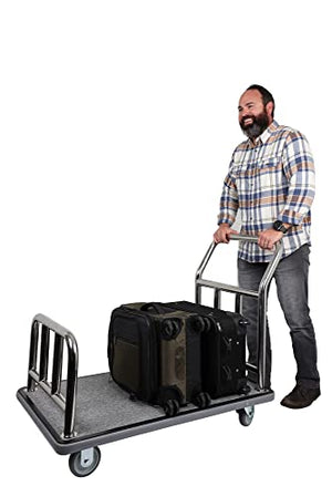 Wholesale Hotel Products Utility Cart (Stainless Steel/Carpet Deck) - Value Valet Bellman's Cart