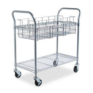 None Wire Mail Cart, 600-lb Capacity, 18-3/4"w x 39"d x 38-1/2"h, Metallic Gray