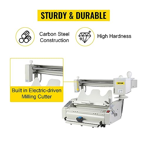 HUIWOSEN White 4 In 1 Manual Glue Book Binding Machine - Binds 160 Books, Milling Spine Rougher