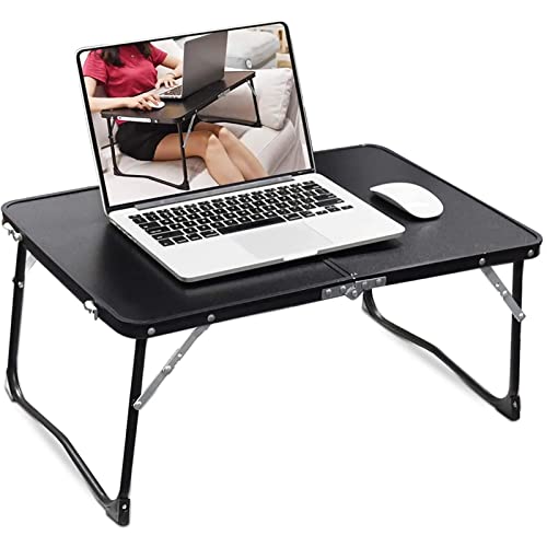 EYHLKM Foldable Laptop Table Desk Wood Grain Portable Notebook Stand Holder (Color : Black)