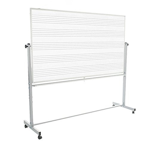 Offex School Classroom 72" x 48" Mobile Magnetic Double Sided Music Whiteboard, 1 Pack (OF-MB7248MM-1PK)