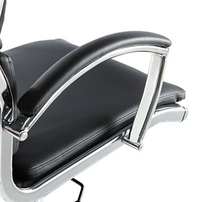 Alera ALENR4119 Neratoli Series High-Back Swivel/Tilt Chair, Black Leather, Chrome Frame