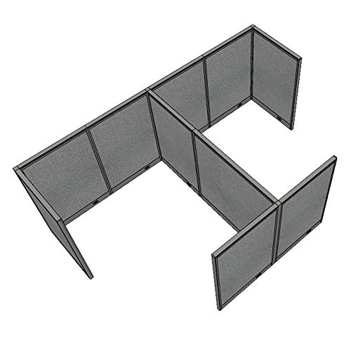 G GOF Double 2 Person Workstation Cubicle / Office Partition, Room Divider - Dark Cherry, 10'D x 6.5'W x 4'H