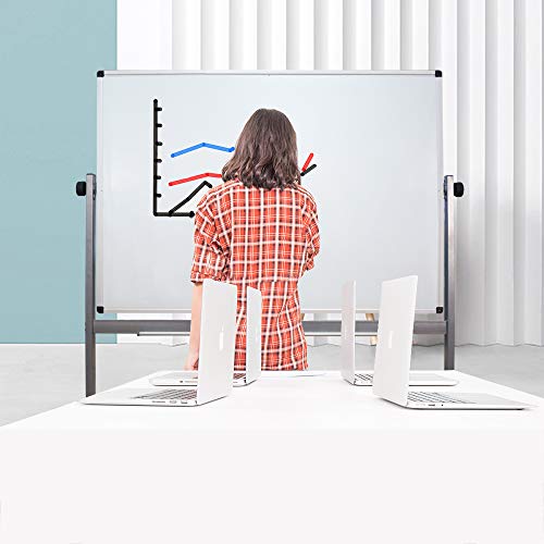 XIWODE Large Magnetic Mobile Dry Erase Board with Stand, 360 ° Rolling Double Sided Whiteboard with Silvery Grey Aluminum Frame, Perfect for School, Conference and Presentation,60 X 36 Inch