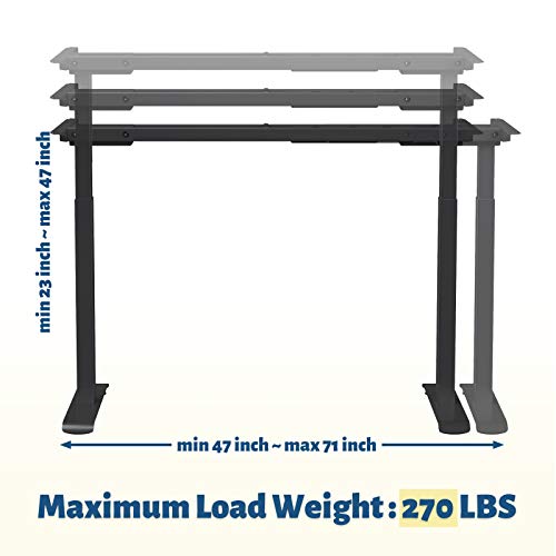 Dual Motor Electric Standing Desk Frame, Electric Sit Stand Desk Base with Adjustable Height, Adjustable Width and 3 Memory Preset Button Controller, Only Frame, Black
