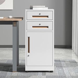 WAOCEO Metal 2 Drawer File Cabinet with Lock, Fully Assembled - White