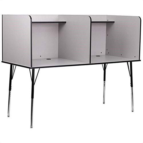 Scranton & Co Double Wide Study Carrel in Nebula Grey