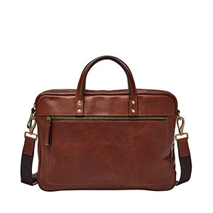 Fossil Men's Leather Single Zip Briefcase, Brown + Haskell Bag
