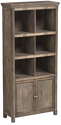 Stone & Beam Rustic Casual Wood Bookcase with Doors, 36"W, Grey