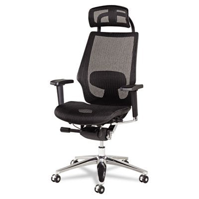 Alera ALEKE4218 K8 Series Ergonomic Multifunction Mesh Chair, Aluminum Base/Frame, Black