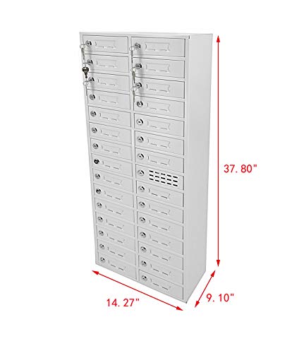FixtureDisplays® 30-Slot Cellphone Charging Station USB Locker Cabinet