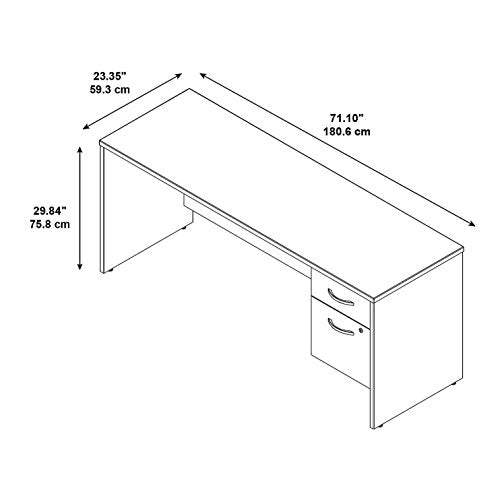Bush Business Furniture Series C 72W X 24D Credenza Shell with 3/4 Pedestal