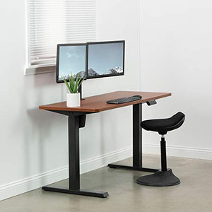 VIVO Electric Height Adjustable 60 x 24 inch Stand Up Desk, Dark Walnut Solid One-Piece Table Top, Black Frame, Standing Workstation with Push Button Controller, DESK-KIT-E5B6D