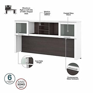 Bush Furniture UrbanPro Sit to Stand L Desk Set with Bookcase in White/Gray - Engineered Wood