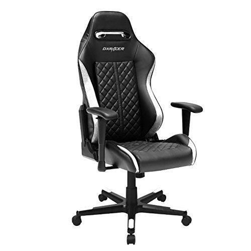 DXRacer Drifting Series OH/DF73/NW Racing Seat Office Chair Gaming Ergonomic adjustable Computer Chair with - Included Head and Lumbar Support Pillows (Black, White)