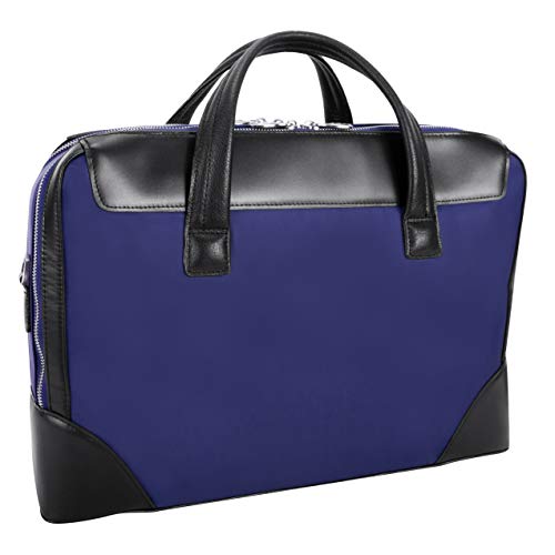 McKlein, N Series, Harpswell, Nano Tech-Light Nylon with Leather Trim, 17" Nylon Dual Compartment Laptop Briefcase, Navy (18567)