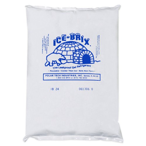 Ice-Brix IB24BPD Cold Pack, 8" Length x 6" Width x 1-1/4" Height, 24 oz, White (Case of 12)
