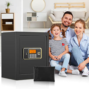 1.7 Cub Medium Home Safes Fireproof Waterproof - Digital Security Box with Dual Safety Key and Combination Lock for Money Gun Cash Jewelry