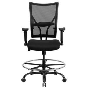 LIVING TRENDS Marvelius Series Big & Tall 400 lb. Rated Black Mesh Ergonomic Drafting Chair