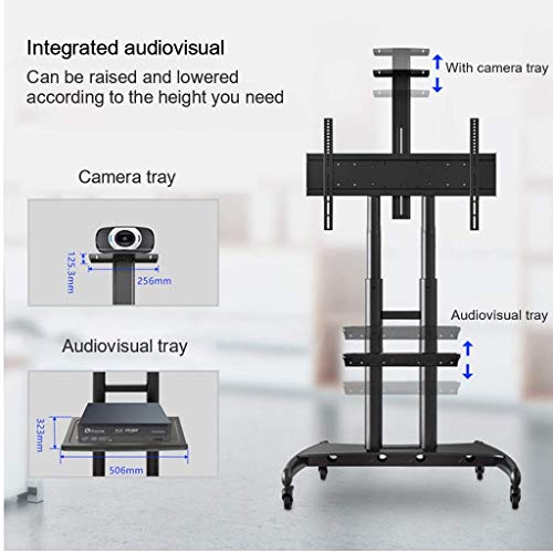 AuLYn Mobile TV Stand for 55-80 Inch LCD LED Screens - White, 90.9 Kg Capacity