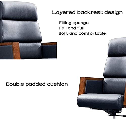 BKWJ Executive Managerial Office Chair with Fixed Armrest, Black Leather