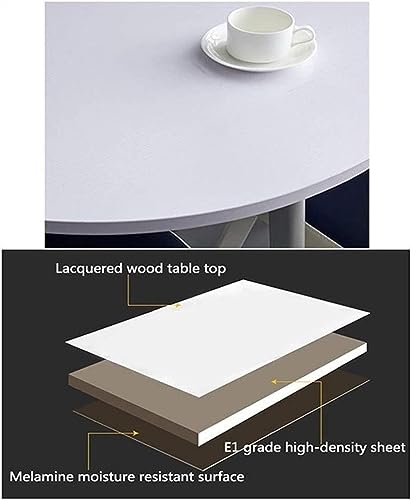 WEBERT Modern Minimalist Reception Room Club Table and Chair Set - Wooden Round Table with 4 Cotton Chairs (Light Gray)