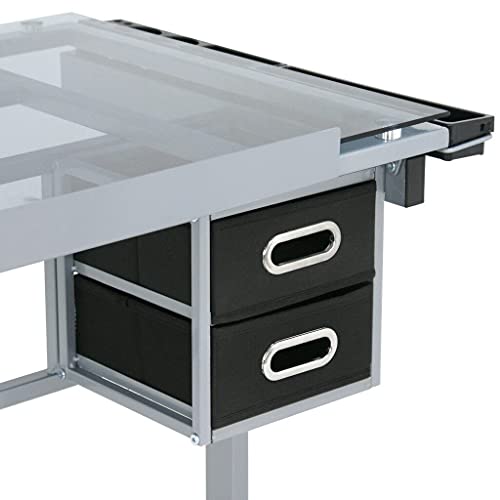 Drawing Desk Station Tempered Glass Adjustable Drafting Table W 4 Wheels Home YJYDD