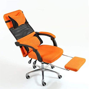 None Office Chair High Back Mesh Executive Managerial Boss Chair with Footrest, Recliner, and Rear Storage Bag - Orange