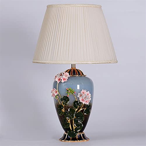 WAOCEO Traditional Ceramic Table Lamp 24.4 Inch Classical Enamel Color Craft Bedside Lamp