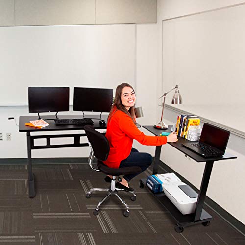 Stand Steady L-Shaped Tranzendesk Standing Desk | Sit to Stand Desk with Add-On Desk Return | Customizable Stand Up Desk Arrangement Great for Any Office Space! (Black / 73 x 42)
