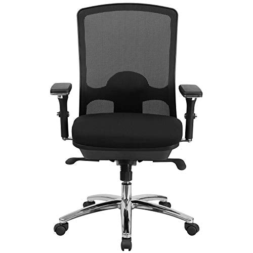 Flash Furniture HERCULES Series 24/7 Intensive Use Big & Tall 350 lb. Rated Black Mesh Multifunction Swivel Chair with Synchro-Tilt