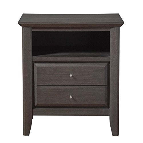 Modus Furniture 1X5781 City II Two-Drawer Nightstand, Basalt Gray