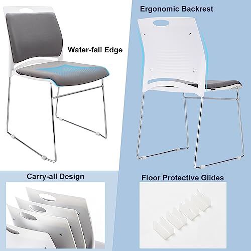 VACYOVKE Stacking Chairs Set - 12 Pack, 1102LB Capacity, Modern Reception Chair