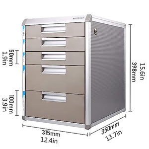 JAEFIT Desktop Storage Box with Lockable Drawers - Aluminum Alloy Drawer Organizer, 5 Layer Cosmetic/Medicine Storage