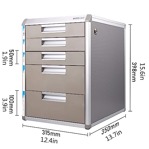 JAEFIT Desktop Storage Box with Lockable Drawers - Aluminum Alloy Drawer Organizer, 5 Layer Cosmetic/Medicine Storage