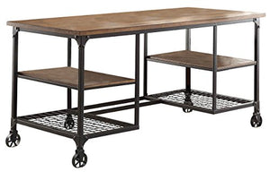 Homelegance 5099-15 Wood and Metal Writing Desk, Brown/Black