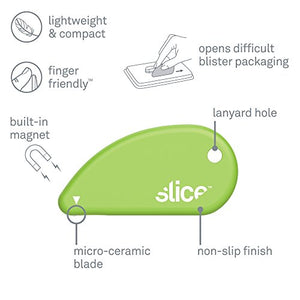 Slice 00200 Safety Cutter, Microscopic Ceramic Blade, Cuts Paper & Coupons, Finger Safe, Green, 48 Pack