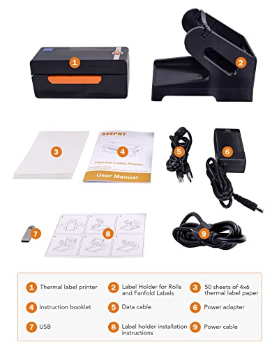 Bluetooth Thermal Shipping Label Printer, Accwork Wireless 4"x6" High-Speed Shipping Label Printer, Compatible with Windows, Smartphone, Works with Ebay, Amazon, Shopify, Etsy, USPS Printer