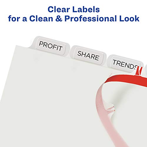Avery Index Maker Clear Label Dividers, 8.5 x 11 Inch, 8 Tab, White Tab, 50 Sets  (11557)