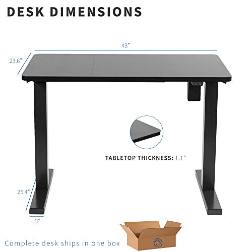VIVO Electric 43 x 24 inch Stand Up Desk, 3 Section Table Top with Frame, Height Adjustable Standing Workstation with Simple Controller, Black, DESK-EP43TB